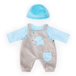 Bayer Design Kleider für Puppen 38cm Latzhose grau blau Elefant