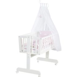 roba Babywiege Kleine Wolke 40x90 cm Stubenwagen Wiege Weiß / Rosa