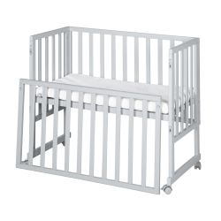 Roba Stuben- & Beistellbett 3in1 mit Barriere + Matratze Holz taupe