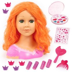 Bayer Design Frisierkopf Charlene Super Model rote Haare mit Kosmetik 27cm