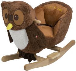 BabyGO Rocker Schaukeltier mit Gurtsystem Owl Eule braun