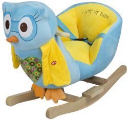 BabyGO Rocker Schaukeltier mit Gurtsystem Owl Eule blau