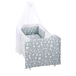 Alvi Bettset Himmelset für Kinderbett Zootiere puderblau 100x135 cm