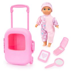 Bayer Design Puppen Trolley Set Puppe Koffer inkl Zubehör rosa 