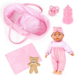 Bayer Design Cozy Set 28cm Babypuppe Tragetasche Decke Kissen & Zubehör Rosa