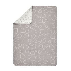 Alvi GOTS Baumwolldecke Babydecke Kuscheldecke Hearts grey 75x100 cm