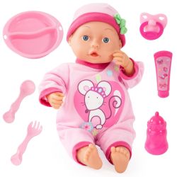 Bayer Design First Words Baby 33 cm im Set rosa Maus mit Zubehör
