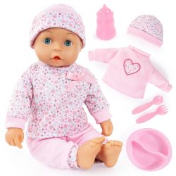 Bayer Design My First Lisa 36cm Puppe mit Zubeh&ouml;r rosa Blumen Herz