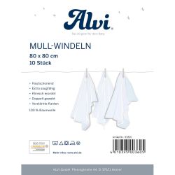 ALVI Mull Windeln 10er Pack 80x80cm weiß 