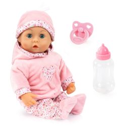Bayer Design First Words Baby Babypuppe 38cm Hose Pollover Herzchen rosa