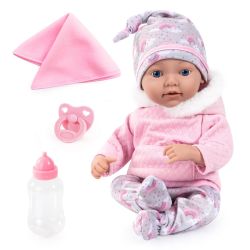 Bayer Design Reborn Babypuppe 38cm rosa Regenbogen mit Zubehör