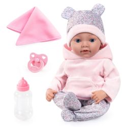 Bayer Design Reborn Babypuppe 38cm mit Zubehör grau rosa