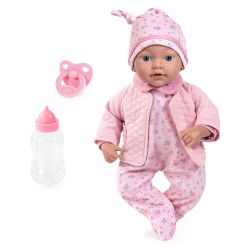 Bayer Design Reborn Babypuppe 38cm rosa Blumen mit Zubehör Jacke Mütze