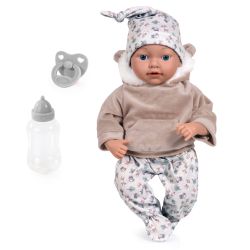 Bayer Design Reborn Babypuppe 38cm grau braun Waldtiere mit Zubehör