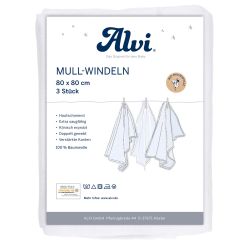 ALVI Mull Windeln 3er Pack 80x80cm weiß
