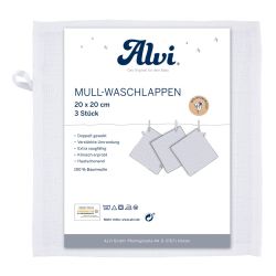ALVI Mullwaschlappen weiß 3er Pack 20x20cm