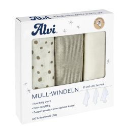 Alvi Mull-Windeln Aqua Dot 3er Pack Aqua Dot 80x80 cm