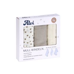 ALVI Mull Windeln Aqua Dot 3er Pack 80x80cm