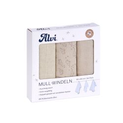ALVI Mull Windeln Starfant 3er Pack 80x80cm