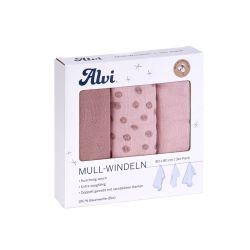 ALVI Mull Windeln Curly Dots 3er Pack 80x80cm