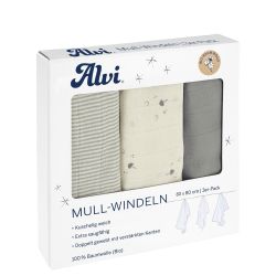 Alvi Mull-Windeln Faces 3er Pack Faces 80x80 cm