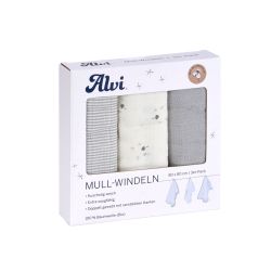 ALVI Mull Windeln Faces 3er Pack 80x80cm