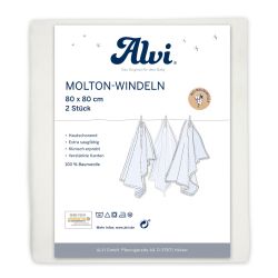 ALVI Molton Windeln weiß 2er Pack 80x80cm