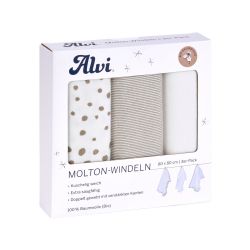 ALVI Molton Windeln Aqua Dot 3er Pack 80x80cm