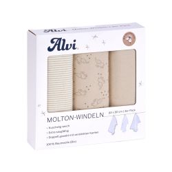 ALVI Molton Windeln Starfant 3er Pack 80x80cm