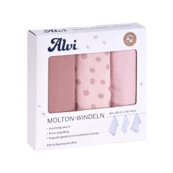 ALVI Molton Windeln Curly Dots 3er Pack 80x80cm