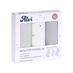 ALVI Molton Windeln Faces 3er Pack 80x80cm