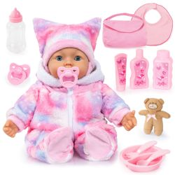 Bayer Design Babypuppe Piccolina Magic Eyes 46cm mit Zubeh&ouml;r lila rosa