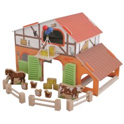 Roba Kids Bauernhof steckbares Holzspielzeug Stall mit Zubehör