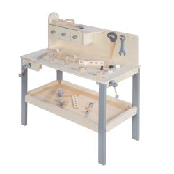 Roba Kids Holz Werkbank natur - grau mit umfangreichem Zubehör