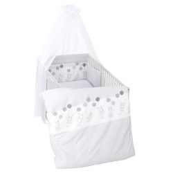 Alvi Bettset Himmelset für Kinderbett Hippo silber  100x135 cm