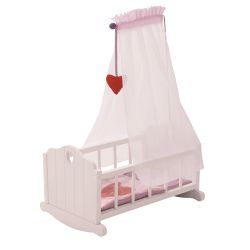 Roba Kids Puppenwiege mit Textilien und Himmelstange Fienchen 