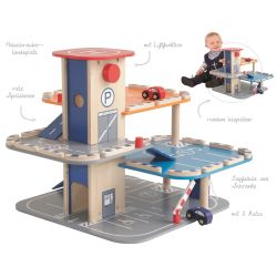Roba Kids Parkhaus Holzspielzeug mit Liftfunktion und Zubehör