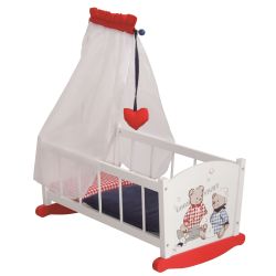 Roba Kids Puppenwiege mit Textilien und Himmelstange Teddy College 