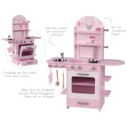 Roba Kids Kinderküche rosa Holzspielzeug mit viel Zubehör