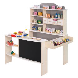 Roba Kids Holz Verkaufsstand Kaufmannsladen mit großem Zubehörpaket