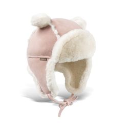 Fellhof Lammfell Babymütze PETZI Veloursleder rosa Gr. 48