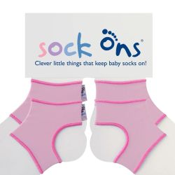 Sock Ons Baby Sockenhalter Söckchenhalter Small 0-6 Monate Rosa Doppelpack