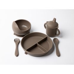 Kindsgard Silikon Geschirrset 5-teilig inkl. Besteck braun