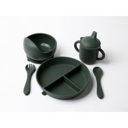 Kindsgard Silikon Geschirrset 5-teilig inkl. Besteck oliv