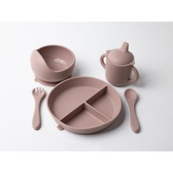 Kindsgard Silikon Geschirrset 5-teilig inkl. Besteck rosa