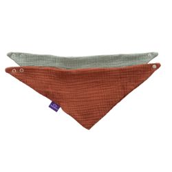 Träumeland Dreieckstuch 2er-SET terrakotta & salbei grün