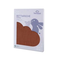 Träumeland Bettwäsche Baumwollmusselin terrakotta 100/135 + 40/60 cm