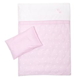 Träumeland Bettwäsche 80x80 + 35x40 cm Krönchen rosa
