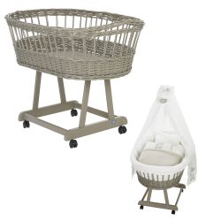 Alvi Stubenwagen Birthe taupe 80x46 cm mit Stubenwagenset Giraffe beige