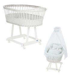 Alvi Stubenwagen Birthe weiß 80x46 cm mit Stubenwagenset My Friends bleu